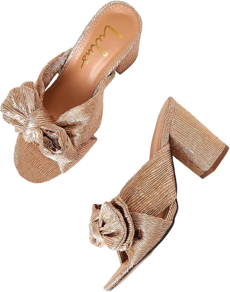 Lulus Women's Dorothea Knotted High Heel Open Toe Sandals, Metallic Gold | Amazon (US)