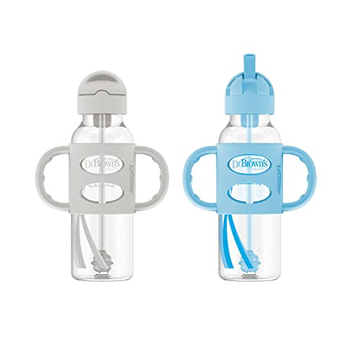 Dr. Brown's Milestones Narrow Sippy Straw Bottle, Spill-Proof with 100% Silicone Handles and Weig... | Amazon (US)