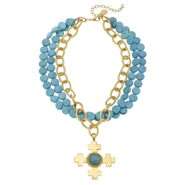 Quad Cross on Multi-Strand Turquoise Necklace | Susan Shaw