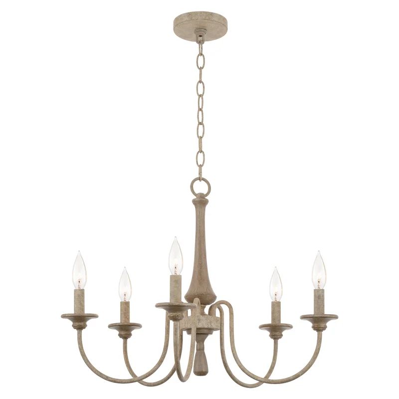 Exum 24 5-Light French Country Chandelier, Adjustable Height, Smoked Cedar Style Wood Finish | Wayfair North America