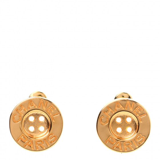 CHANEL

Metal Paris Button Stud Earrings Gold | Fashionphile