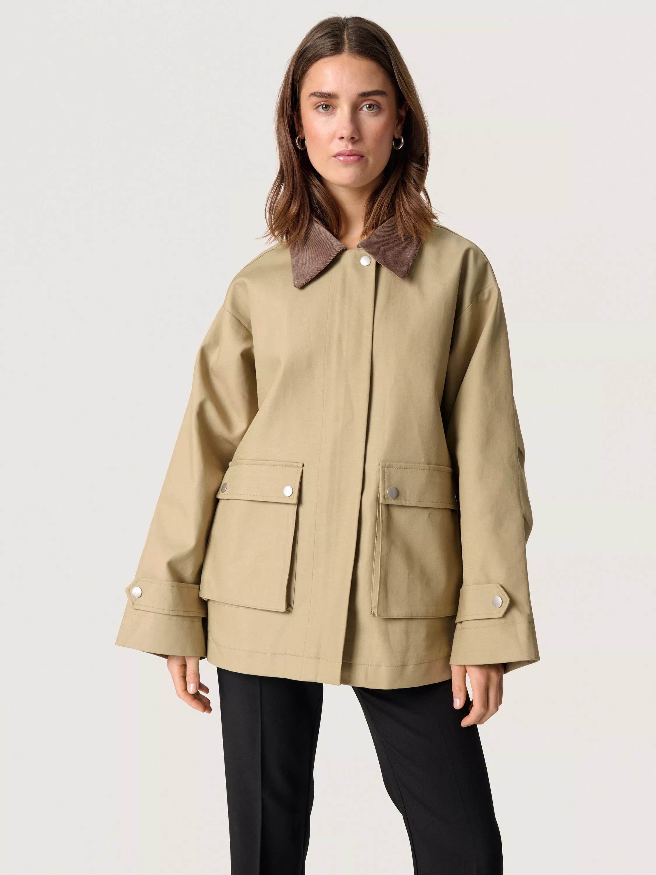 Soaked In Luxury Jennah Collar Zipper Jacket, Chinchilla | John Lewis (UK)