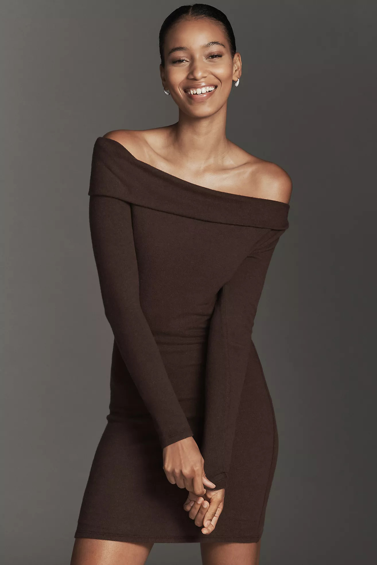 Reformation Elio Off-Shoulder Knit Mini Dress | Anthropologie (US)