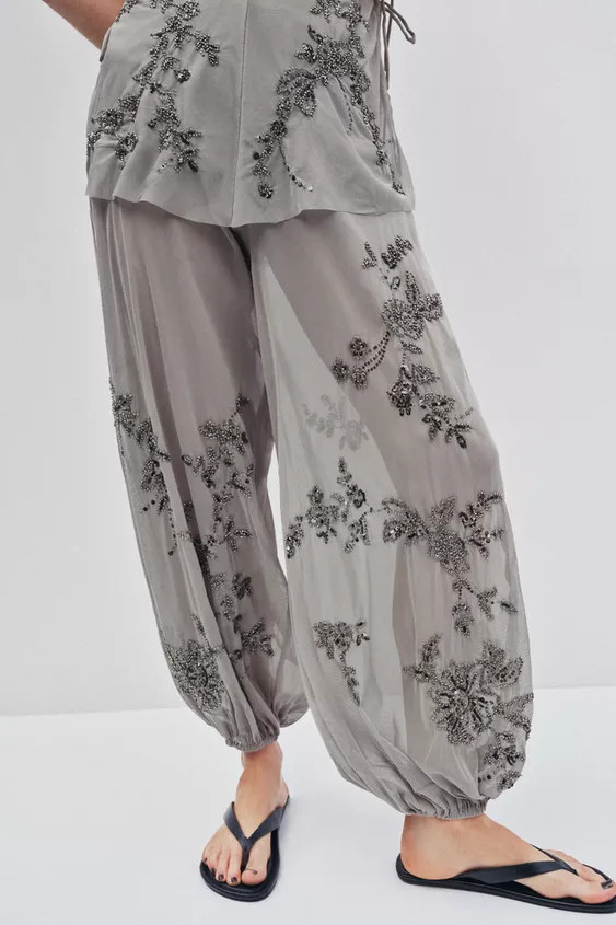 EMBROIDERED BLOOMER PANTS | Zara US
