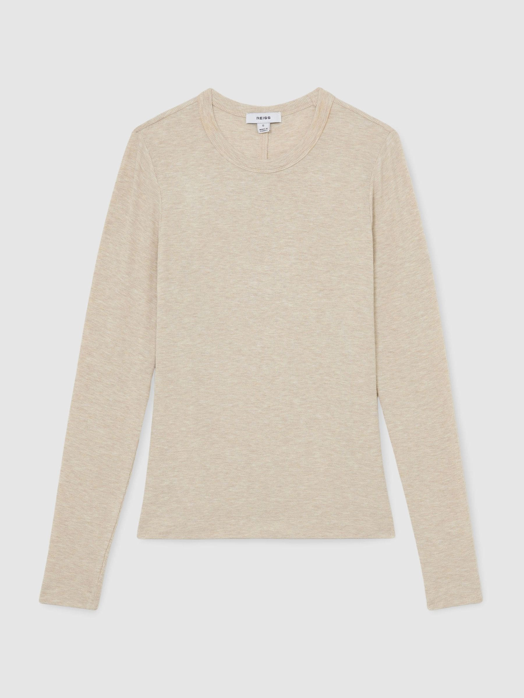 Reiss Reiss Neutral Marl Arabelle Jersey Crew-Neck Long-Sleeve Top | Next US