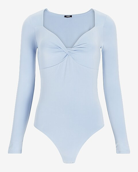 Body Contour Silky Twist Front Thong Bodysuit | Express