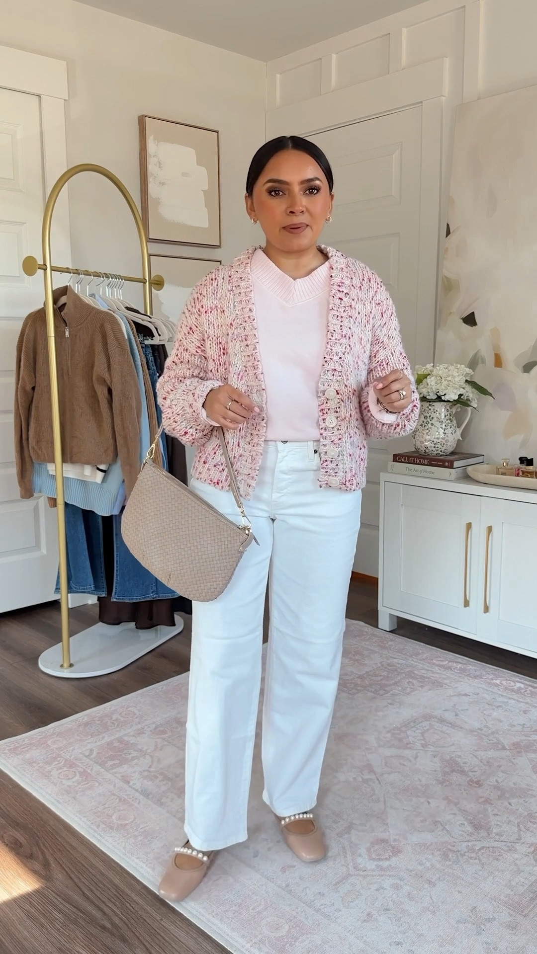 Pink confetti cardigan size xs TTS Pink rose sweater size xs TTS White jeans size 2 petite TTS Flats in adobe color size 5 TTS

#LTKFindsUnder50 #LTKSaleAlert #LTKPetite