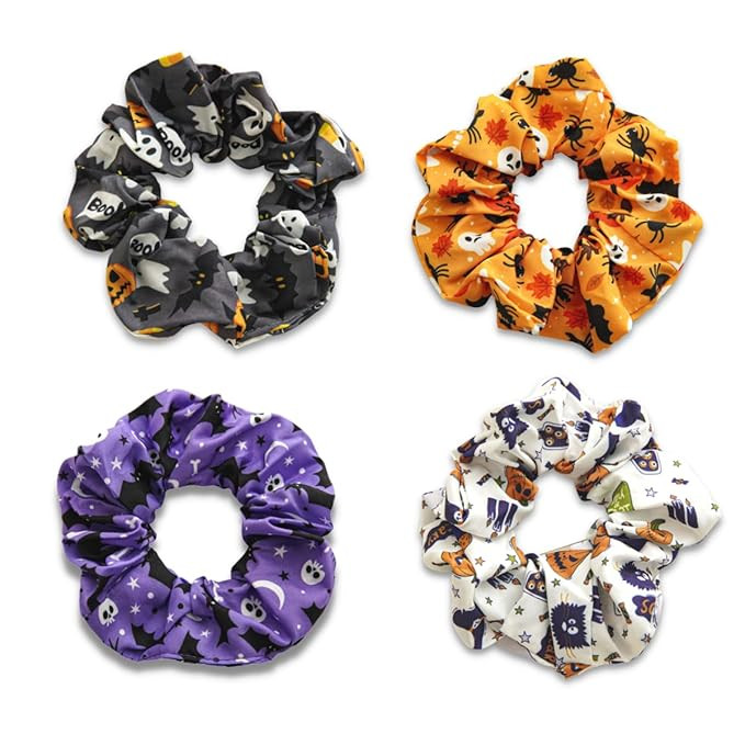 Halloween Hair Ties Skull Hair Accessories Pumpkin Scrunchies Hair Tie Spooky Ghost Hair Scrunchi... | Amazon (US)