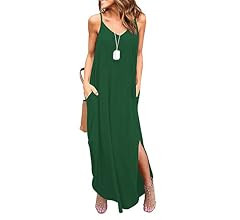 HUSKARY Women's Summer Casual Sleeveless V Neck Strappy Split Loose Dress Beach Cover Up Long Cam... | Amazon (US)