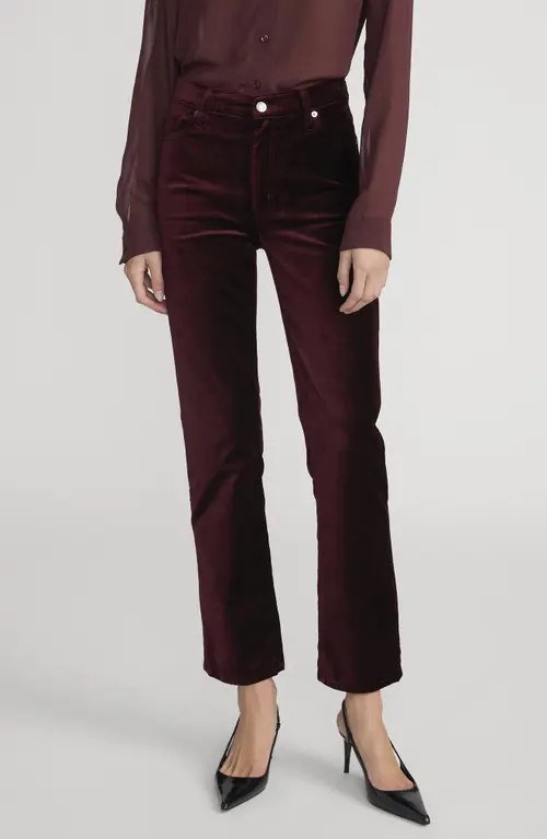 FRAME Le Sleek Velvet Ankle Straight Leg Pants in Full Glass Velvet at Nordstrom, Size 24 | Nordstrom