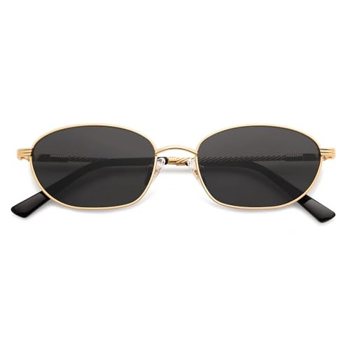 Appassal Retro Small Oval Sunglasses for Women Men Hexagon Vintage 90s Style Trendy Metal Sun Glasses AP3716 Gold/Grey | Amazon (US)