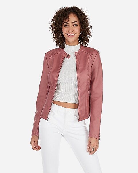 (minus the) leather double peplum jacket | Express