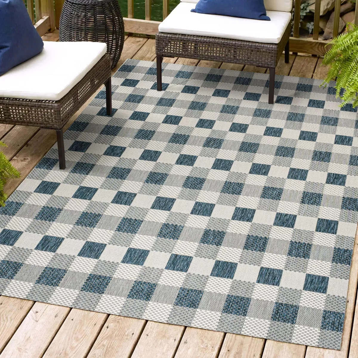 Darcy Traditional Geometric Bold Gingham Indoor/Outdoor Area Rug - JONATHAN Y | Target