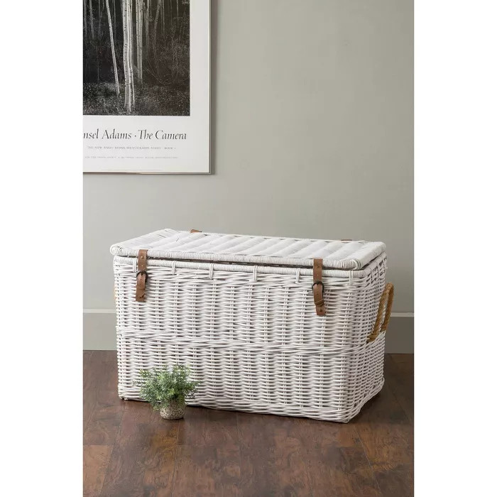 Milan Set of 2 Rattan Storage Trunk White - East At Main | Target
