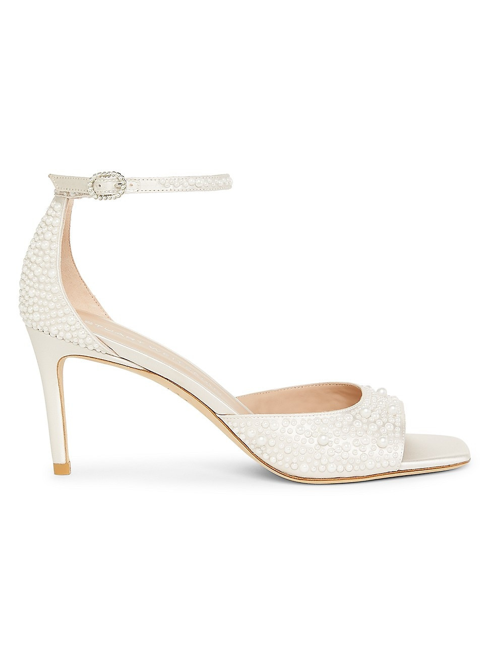 Women's Bliss 75MM Imitation-Pearl-Embellished Satin Sandals - Cream Natural - Size 10 | Saks Fifth Avenue