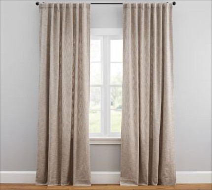 Custom Seaton Textured Cotton Curtain Dark Flax