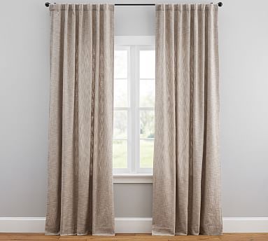 Custom Seaton Textured Cotton Curtain - Dark Flax | Pottery Barn (US)