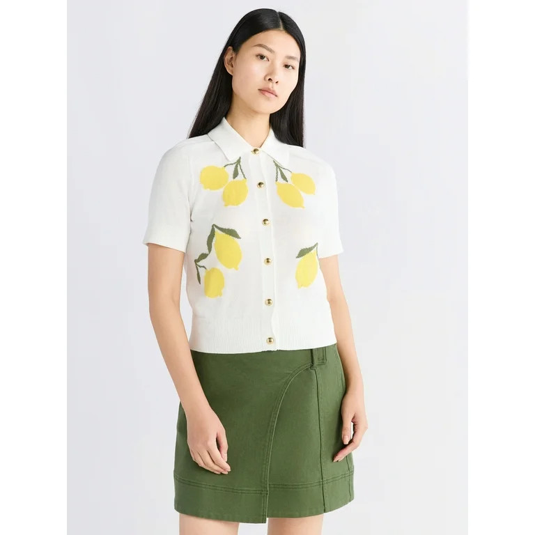 Free Assembly Women's Collared Cardigan Sweater with Short Sleeves, Lightweight, Sizes XS-XXL | Walmart (US)