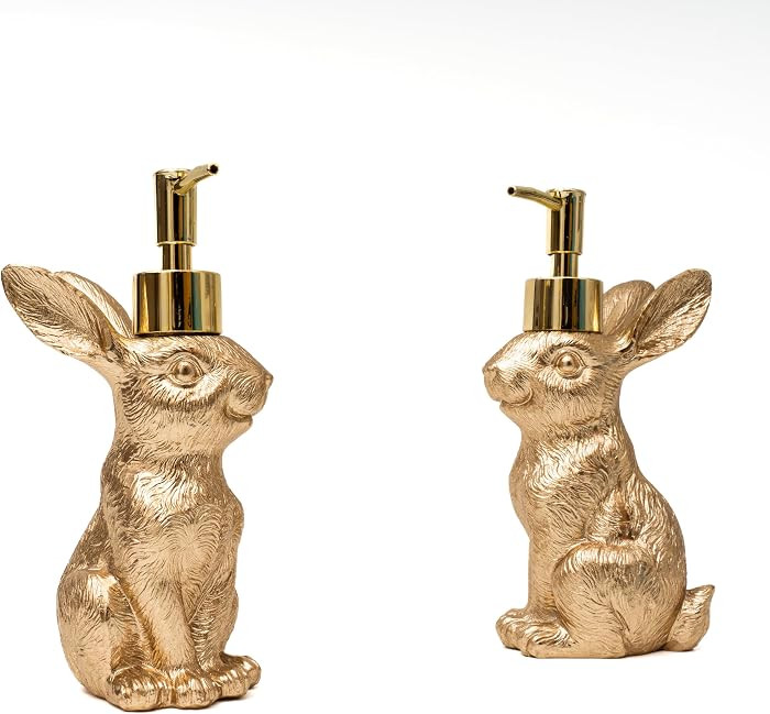 Gold Bunny Soap Dispenser Set of 2 – Vintage Rabbit Hand & Dish Soap Dispensers for Kitchen Sin... | Amazon (US)