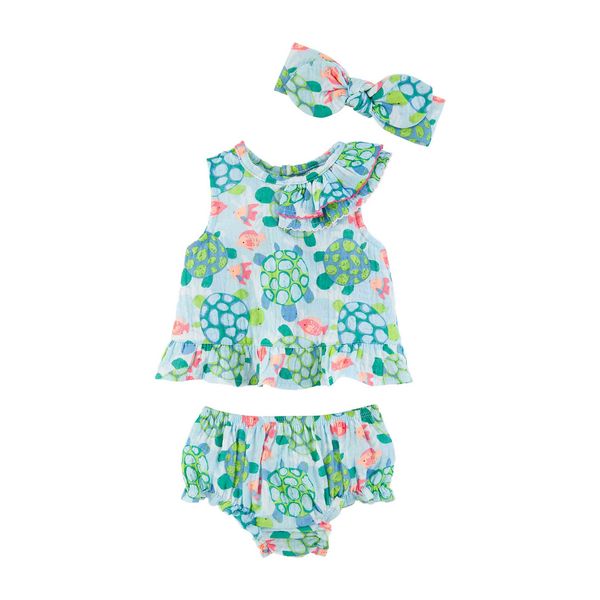 Turtle Baby Pinafore Set | Mud Pie