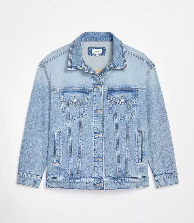 Oversized Denim Trucker Jacket in Vintage Light Indigo Wash | LOFT