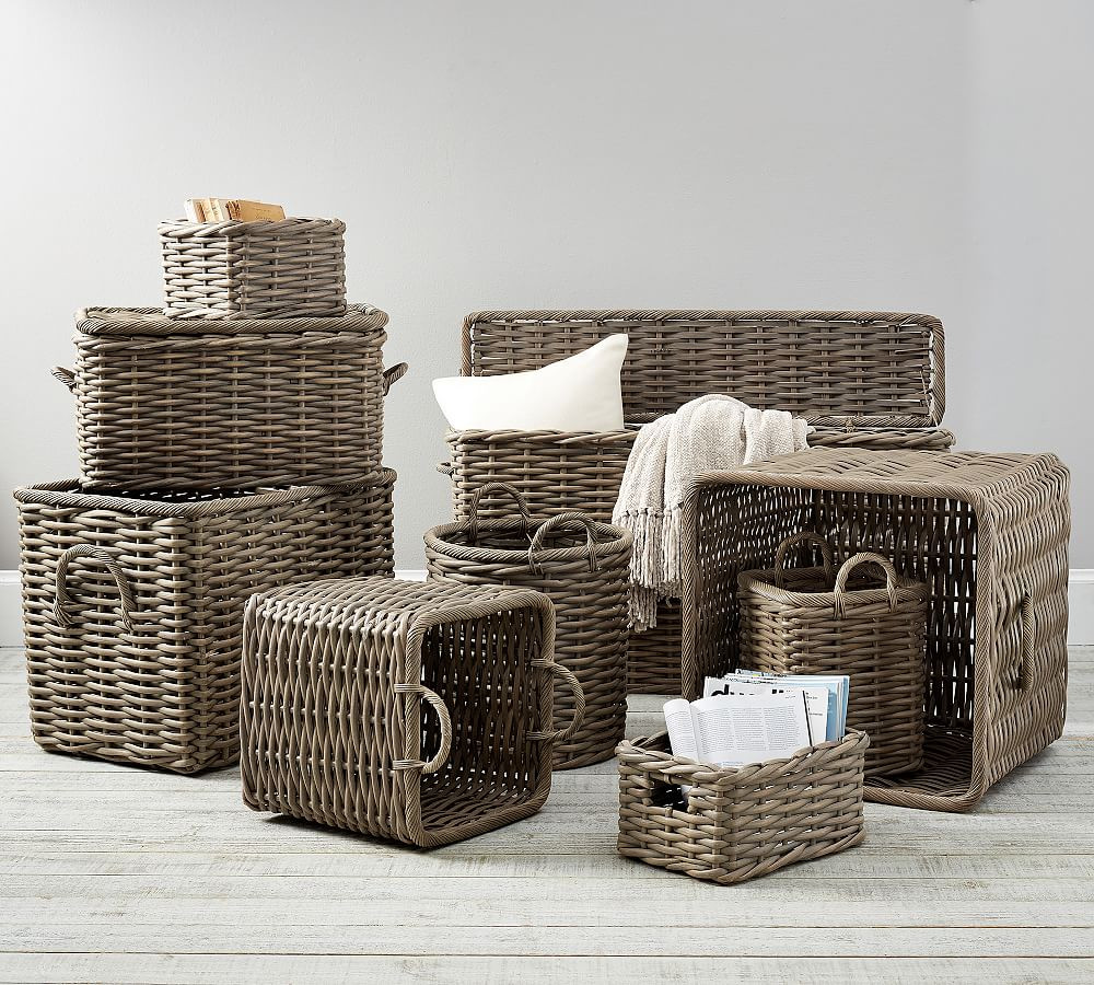 Aubrey Handwoven Basket Collection - Gray | Pottery Barn (US)
