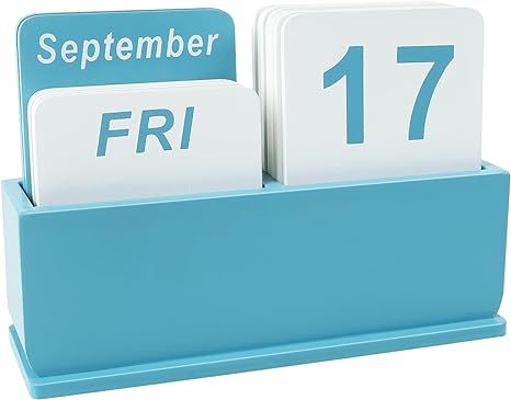 Wooden Block Perpetual Calendar for Desk, Daily Desktop Standing Flip Calendar with Large Display... | Amazon (US)