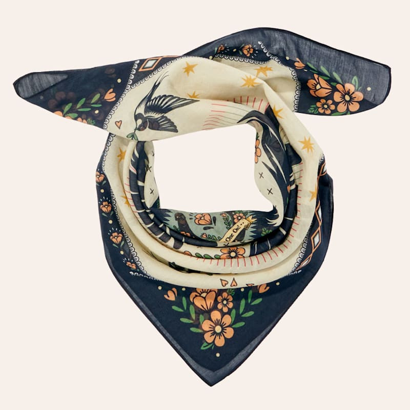 Fringe Scarves Black & Off White Dovely Bandana | Cavender's