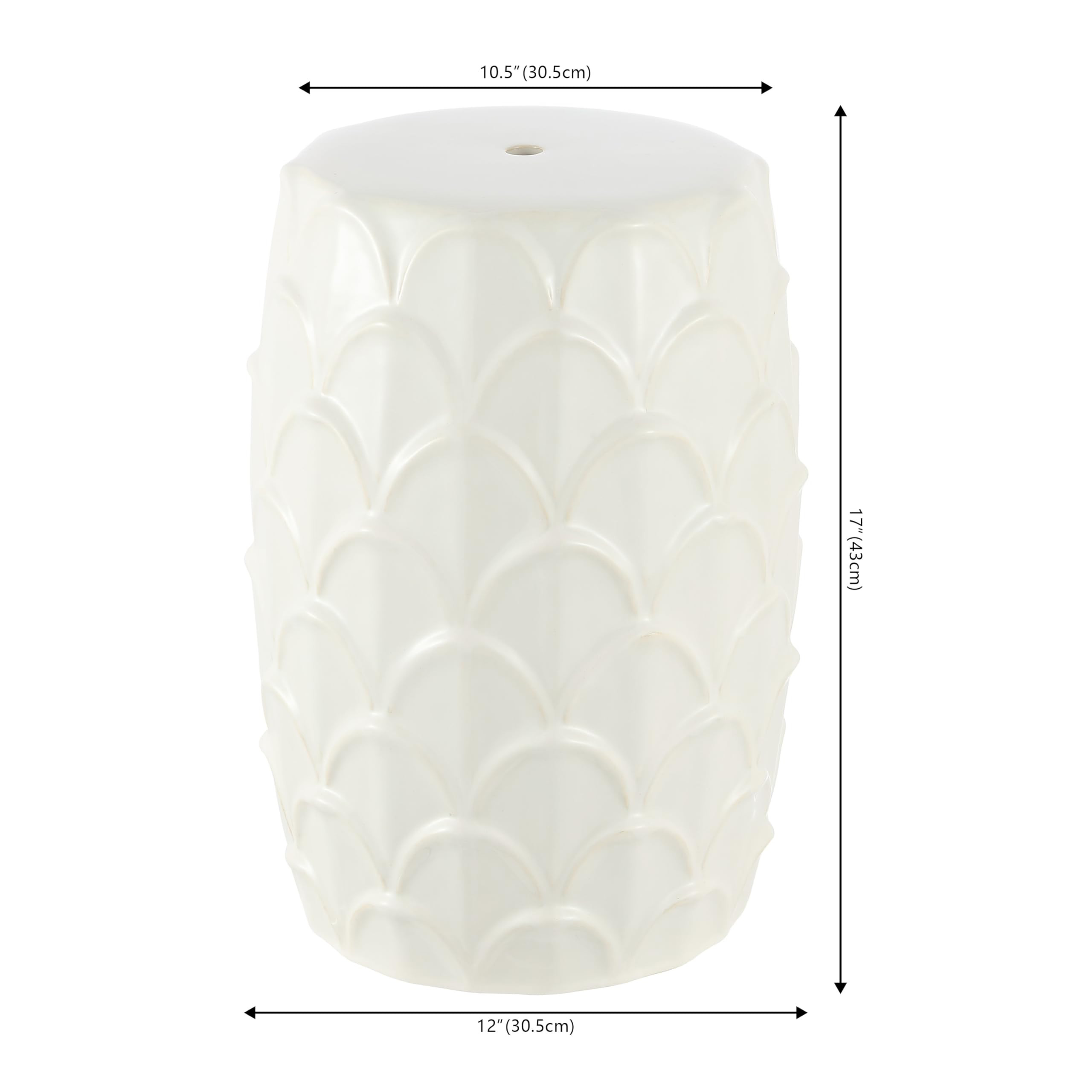 SAFAVIEH Home Collection Seina Coastal Scalloped Cream Ceramic 17-inch Decorative Accent Garden S... | Amazon (US)