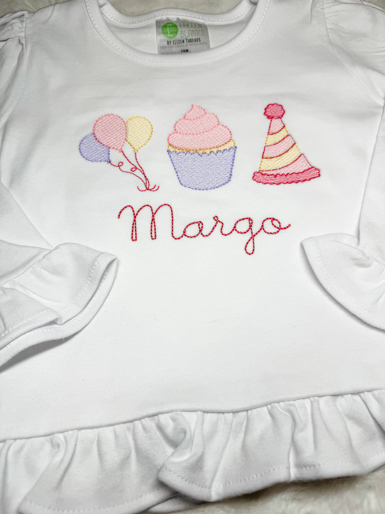Birthday Shirt For Toddler / Girls Birthday Party shirt / Simple Birthday Shirt / Embroidered Bir... | Etsy (Global)