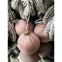 Blush Pink Christmas 3.15ʼʼ Balls, Light Pink Christmas Decorations, Blush Satinchristmas Ornaments, Xmas Baubles, Pink Bulbs | Etsy (US)