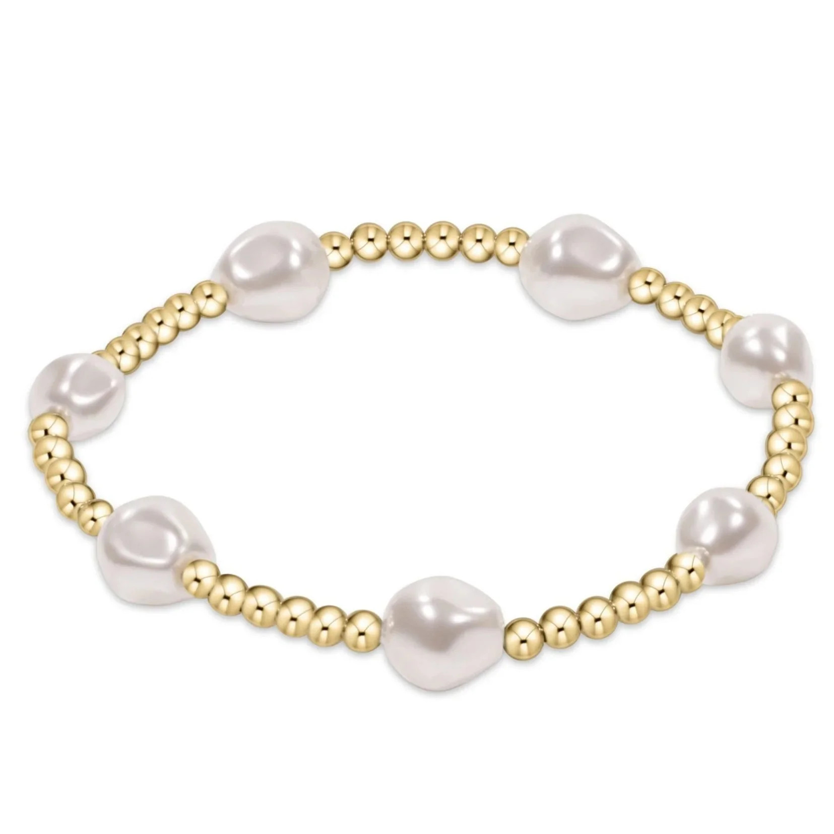 Extends - Admire Gold 3mm Bead Bracelet - Pearl | The Horseshoe Crab