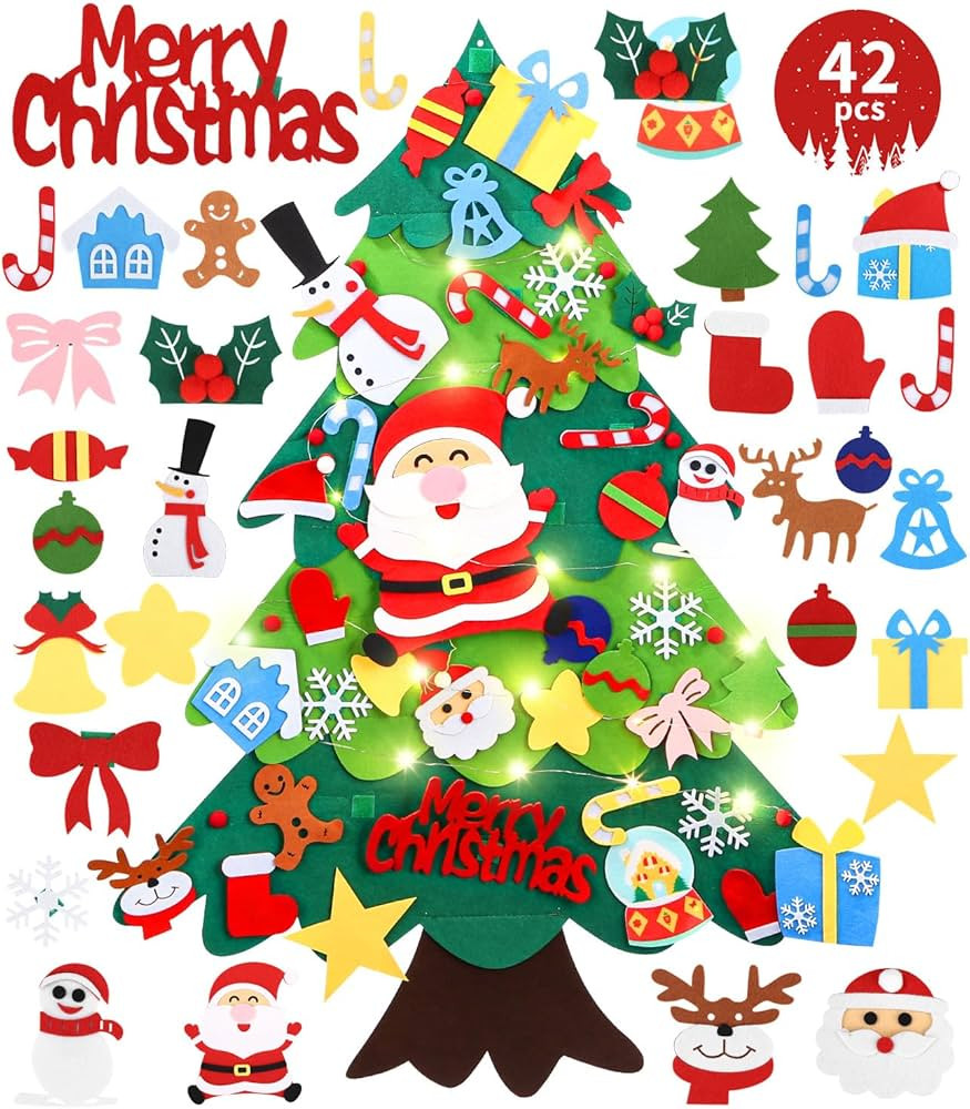 Yulado Albero Di Natale In Feltro, 42 PCS Albero Di Natale In Feltro Fai Da Te, Albero Di Natale ... | Amazon (IT)