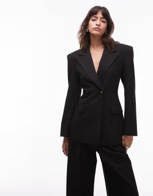 ASOS DESIGN cinch high break point blazer in black | ASOS (Global)