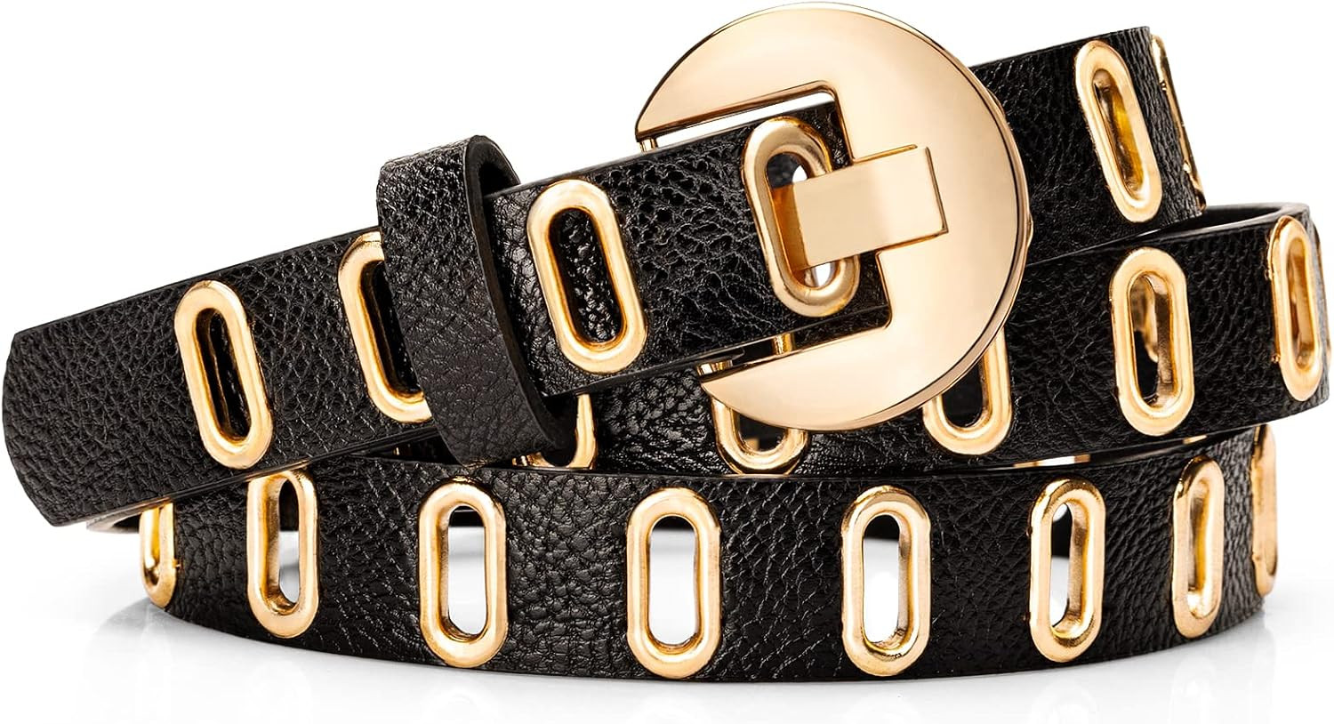Studded Belts for Women,Thin Leather Punk Y2K Goth Belt | Amazon (US)
