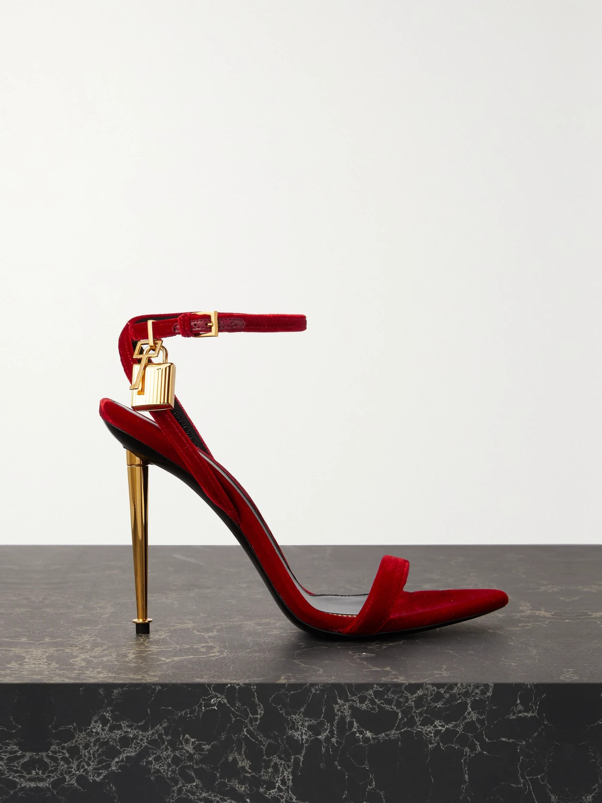 TOM FORD - Padlock Embellished Velvet Sandals - Red | NET-A-PORTER (US)