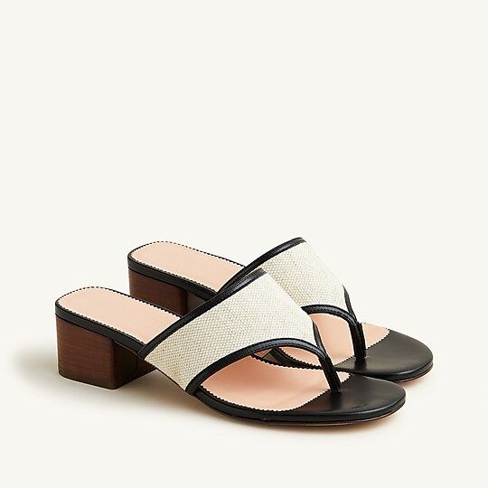 Thong block-heel sandals in canvas and leather | J.Crew US