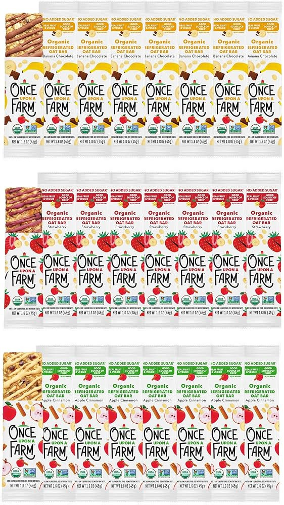 Once Upon a Farm | Refrigerated Oat Bar | Apple Cinnamon, Banana Chocolate, Strawberry | No Added... | Amazon (US)