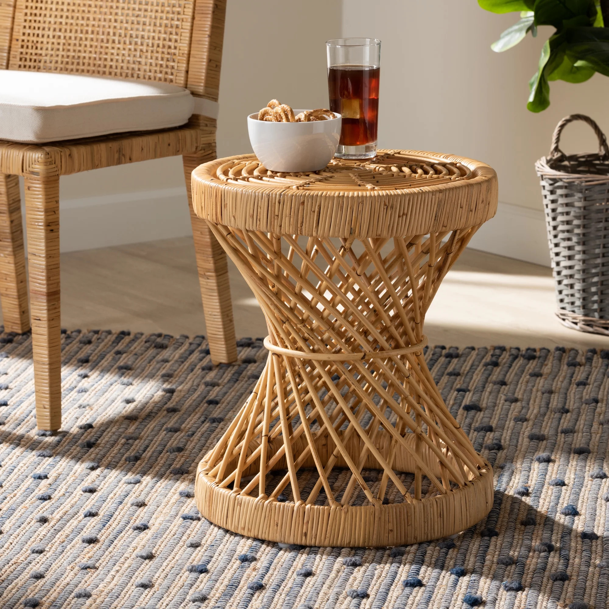 Baxton Studio Seville Modern Circular Rattan End Table, Natural | Walmart (US)