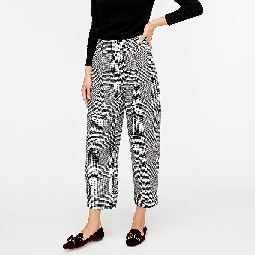 High-rise tapered pant in glen plaid | J.Crew US