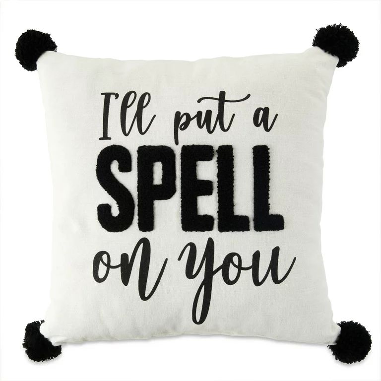 Way to Celebrate 13in x 13in Black and white Harvest Fall Décor Pillow, Spell on You | Walmart (US)