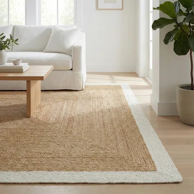 Braided Neutral Area Rug - Handwoven, Braided,Underfoot - Jute - Bedroom Living Room Dining Room - Yellowstone Ivory | Wayfair North America