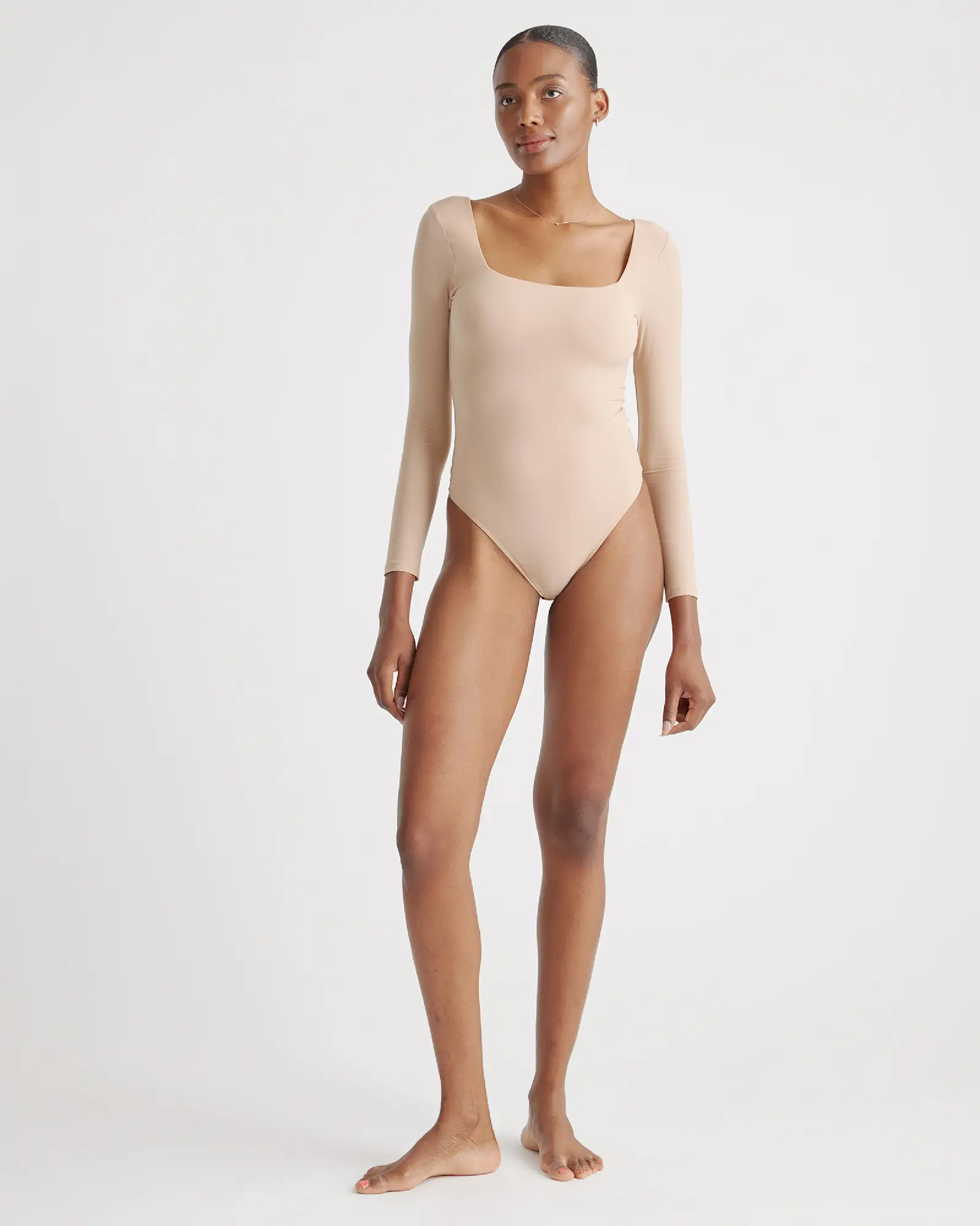 Second Skin Square Neck Long Sleeve Bodysuit | Quince