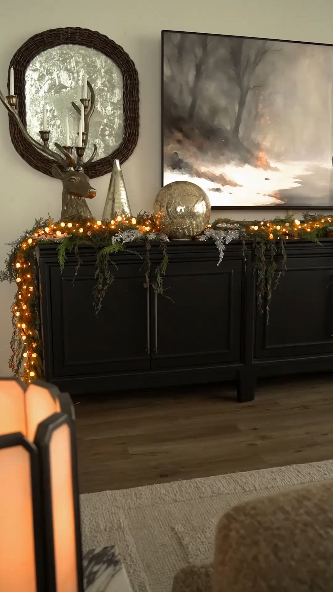 Holiday media console decor, a way to decorate a mantle without having one. ✨ loving silver and gold this season  

#LTKCyberWeek #LTKGiftGuide #LTKHoliday