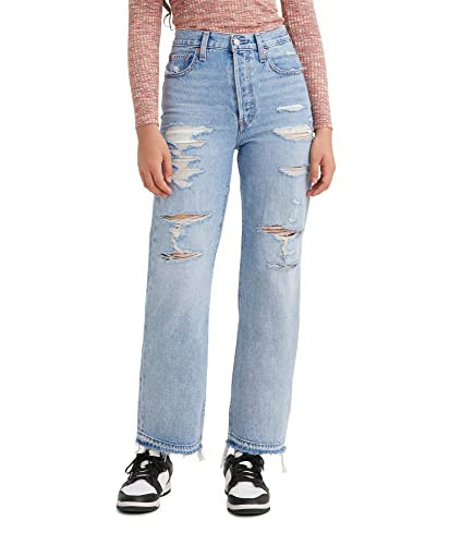 Levi's Women's Ribcage Straight Ankle Jeans, (New) Light Indigo Destructed, 30 | Amazon (US)