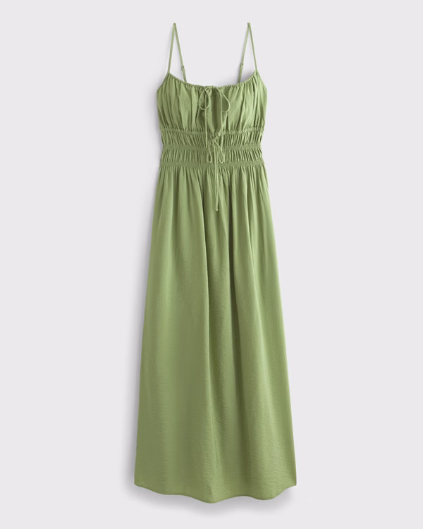 Smocked Tie-Front Maxi Dress | Abercrombie & Fitch (US)