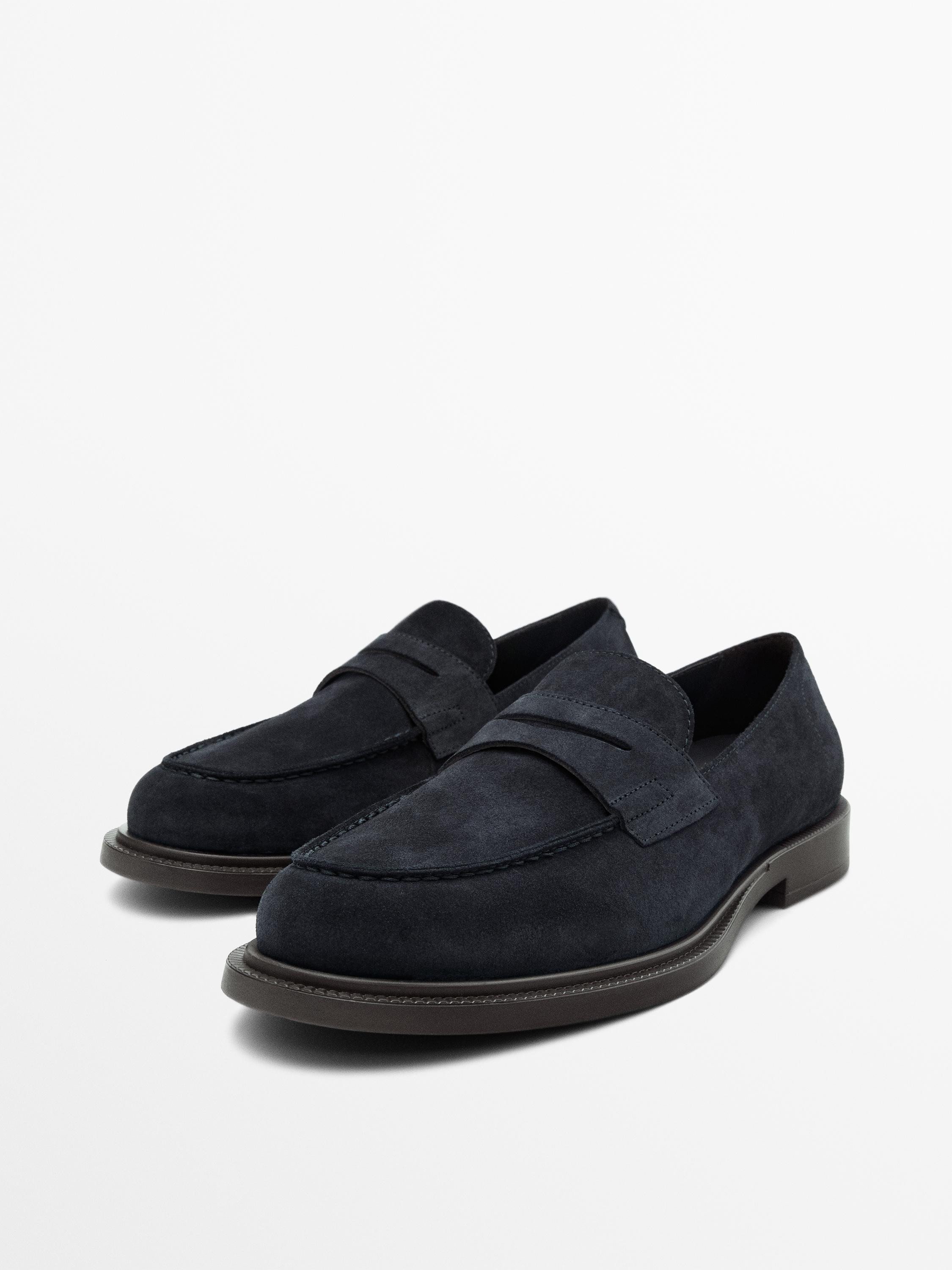 Split leather penny loafers | Massimo Dutti US