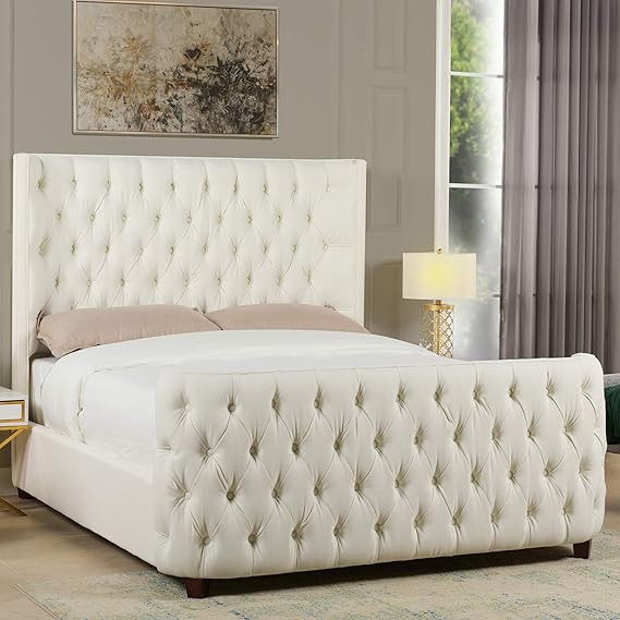 Amazon.com: Jennifer Taylor Home Harmonie Queen Tufted Panel Bed Headboard and Footboard Set, Ant... | Amazon (US)