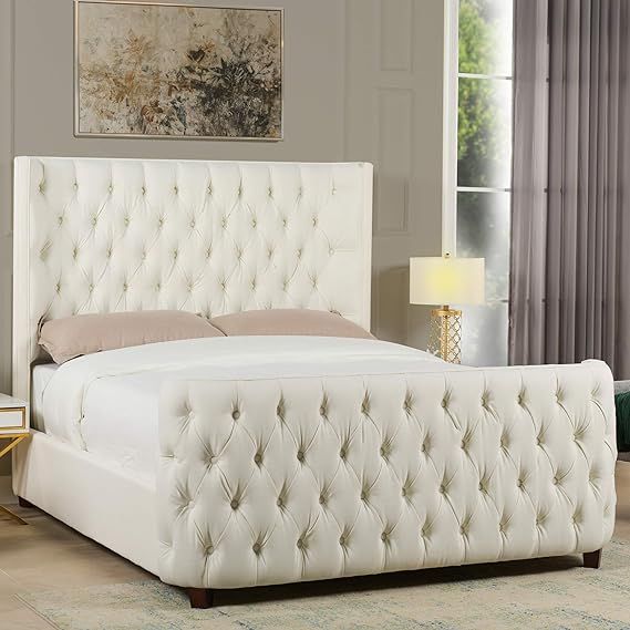 Amazon.com: Jennifer Taylor Home Harmonie Queen Tufted Panel Bed Headboard and Footboard Set, Ant... | Amazon (US)