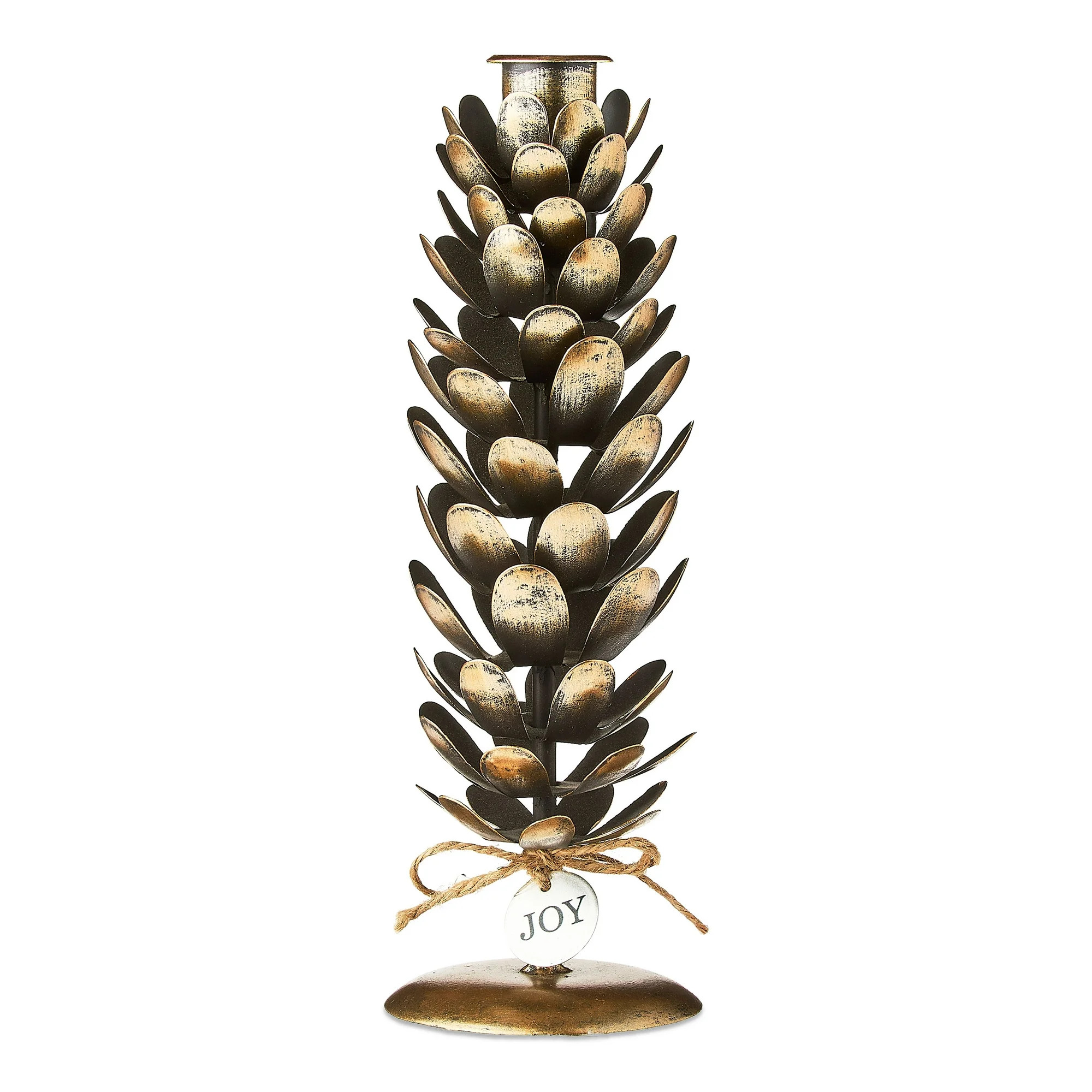 Large Brown and Gold Iron Pinecone Christmas Taper Candle Holder, 9", by Holiday Time | Walmart (US)